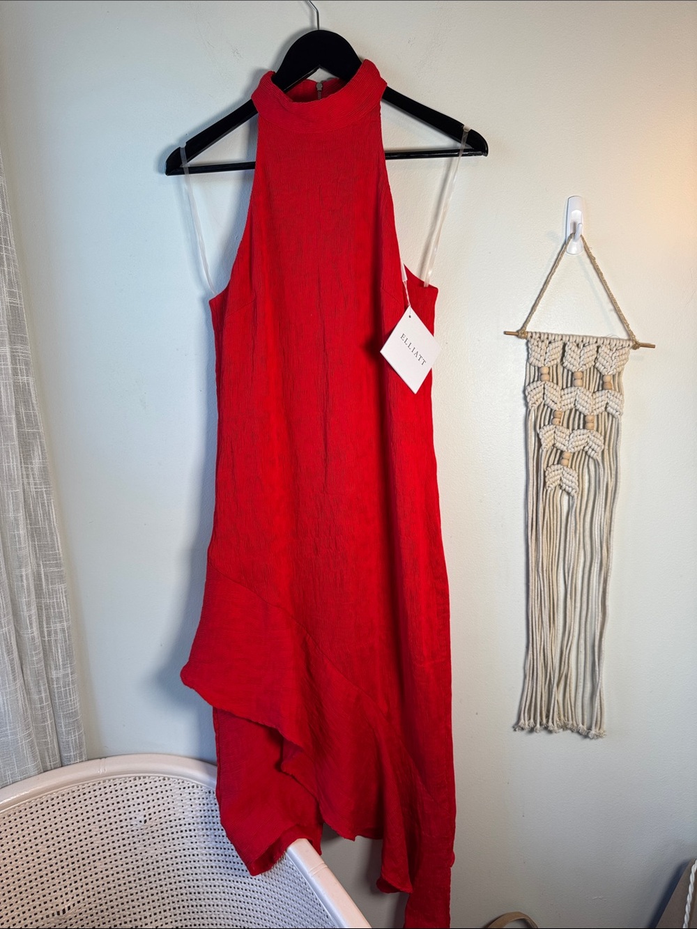 NWT Elliatt Vibrant Red High Neck Asymmetrical Dress M